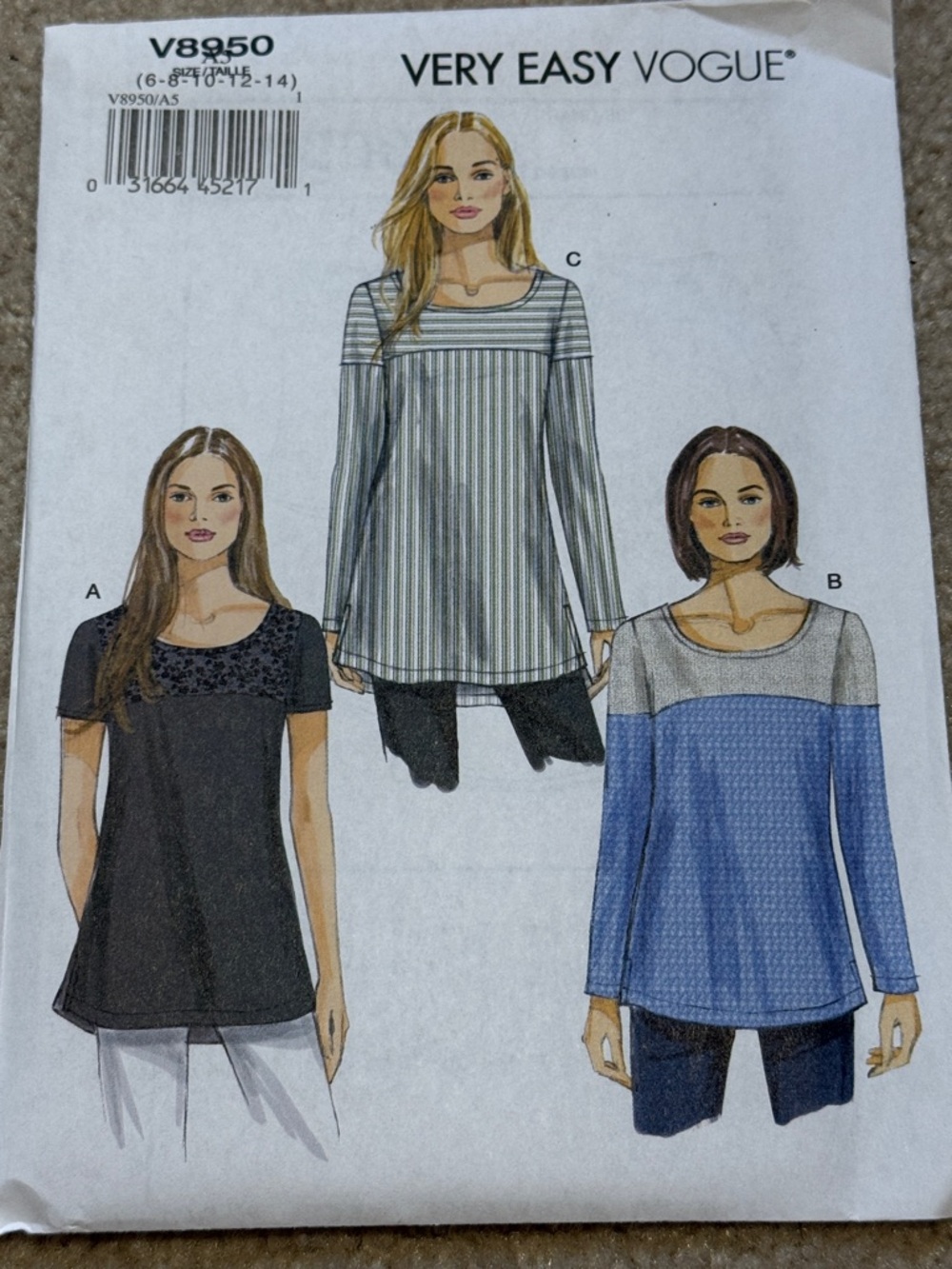 Vogue women's shirt sewing pattern